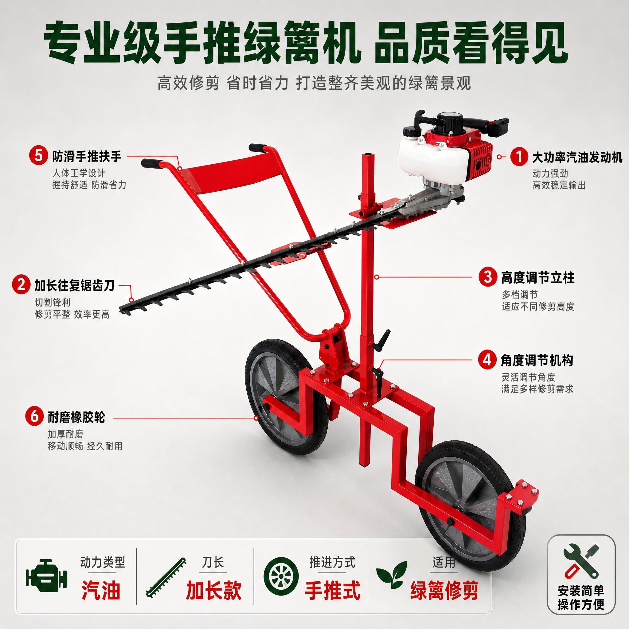 [主图-5] 产品结构与参数展示 手推式绿篱机整体结构说明 [… - 图片创意预览