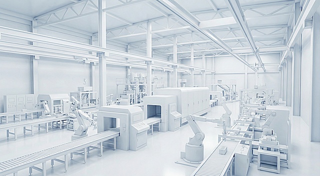 「图片1」再这个风格不变的基础上 将内容改成 工厂内部生产线的机械设备 