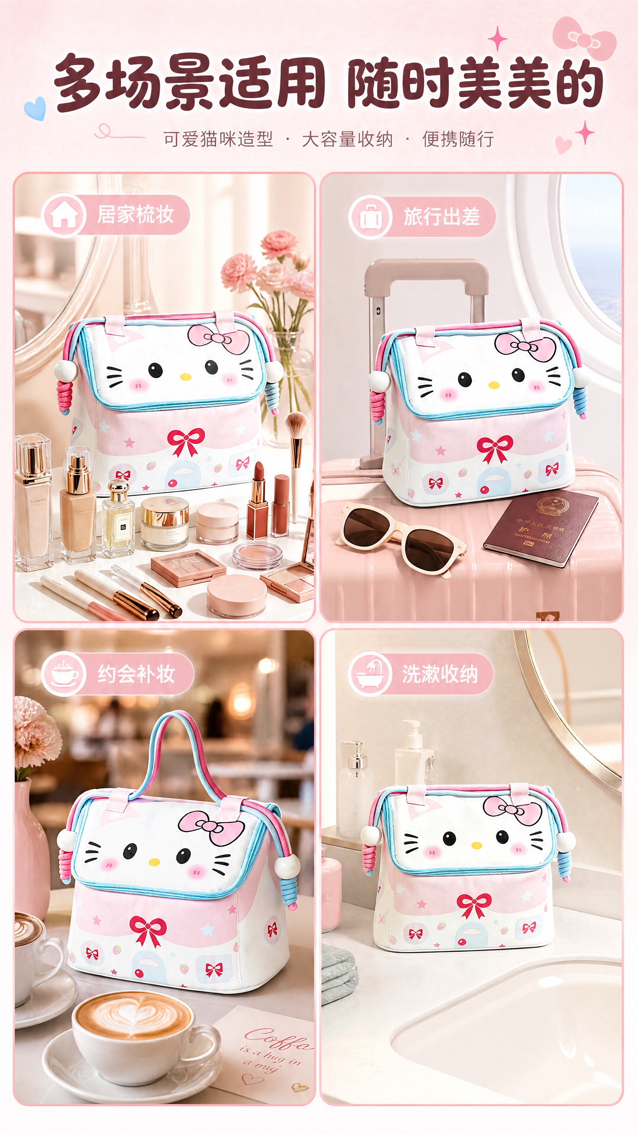 [商品] 使用【图1】【图2】猫咪造型化妆包；保留猫咪图案、粉… - 图片创意预览