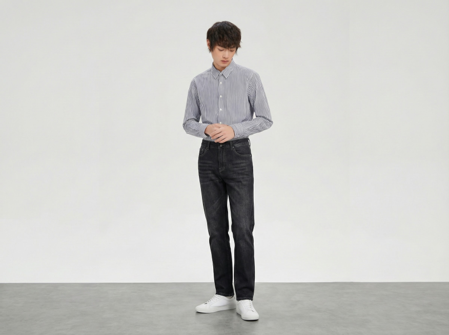 白底图衣服穿到模特身上 
模特：不能改模特的种族和动作
服装贴合：衣服完全贴合模特身形，无违和感，保留衣服原有版型 / 颜色 / 细节（如纽扣、印花、刺绣）无变形 / 无颜色偏差 / 保留细节
场景：预览效果