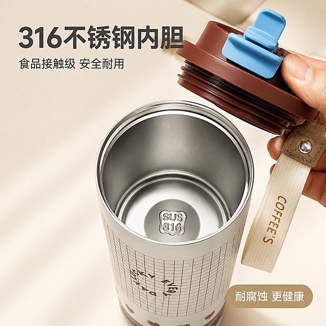 使用电商主图技能生成6张比例1:1的电商主图，适配平台为拼多多，商品为「图片1」「图片1」「图片1」「图片1」，商品卖点为316不锈钢内胆，双饮可直饮可吸管喝水方便，520ml容量，带精美提手，图片中禁止出现人物面部，背景为奶油风
