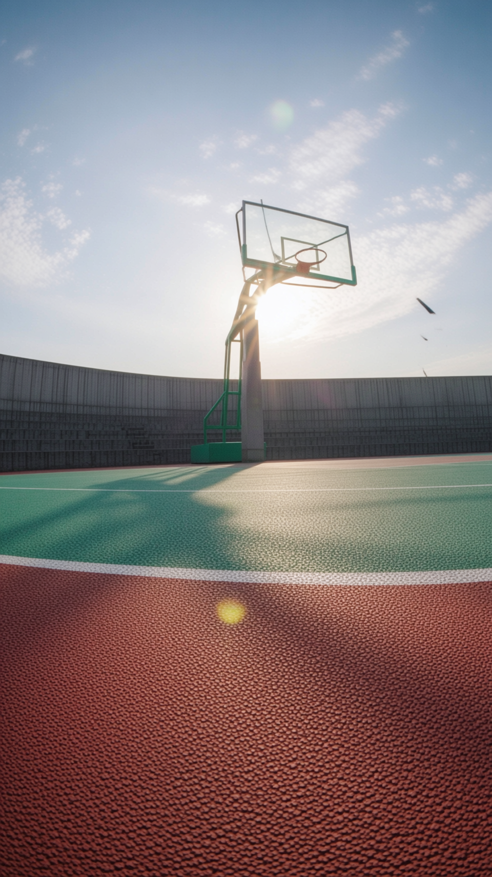 生成五张不同视角方向的硅pu篮球场视红绿配色的 - 图片创意预览