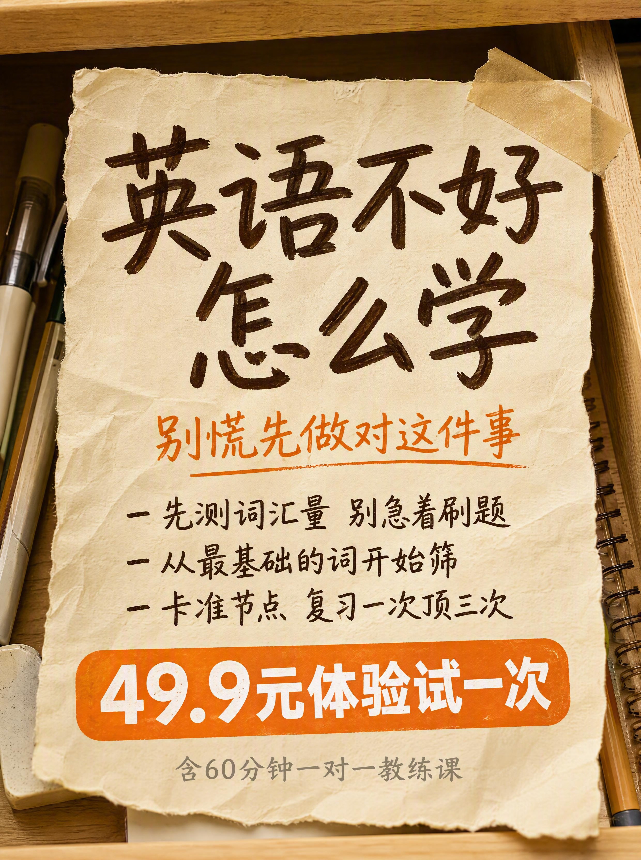 小红书笔记大字封面，纯大字，书桌抽屉便签纸风格，版式精美，小红… - 图片创意预览