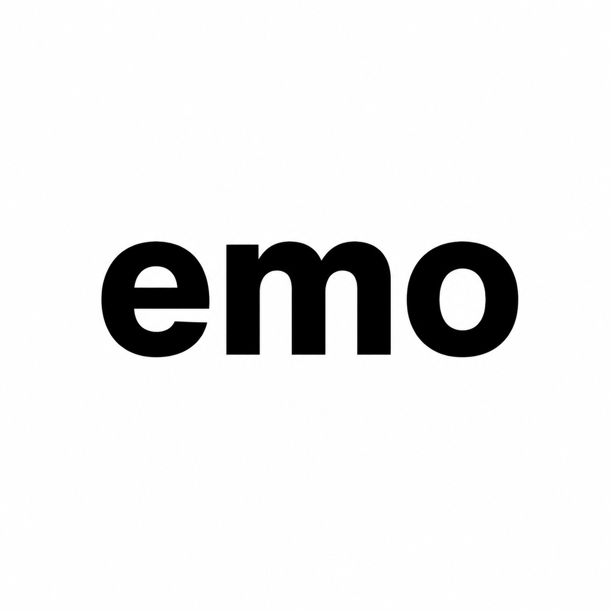 纯白色正方形背景，画面正中央有一个大号黑色粗体文字"emo"，… - 图片创意预览
