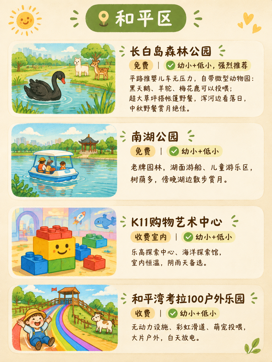 小红书笔记图文内容图，治愈简约手绘亲子风，与封面风格一致，浅米… - 图片创意预览