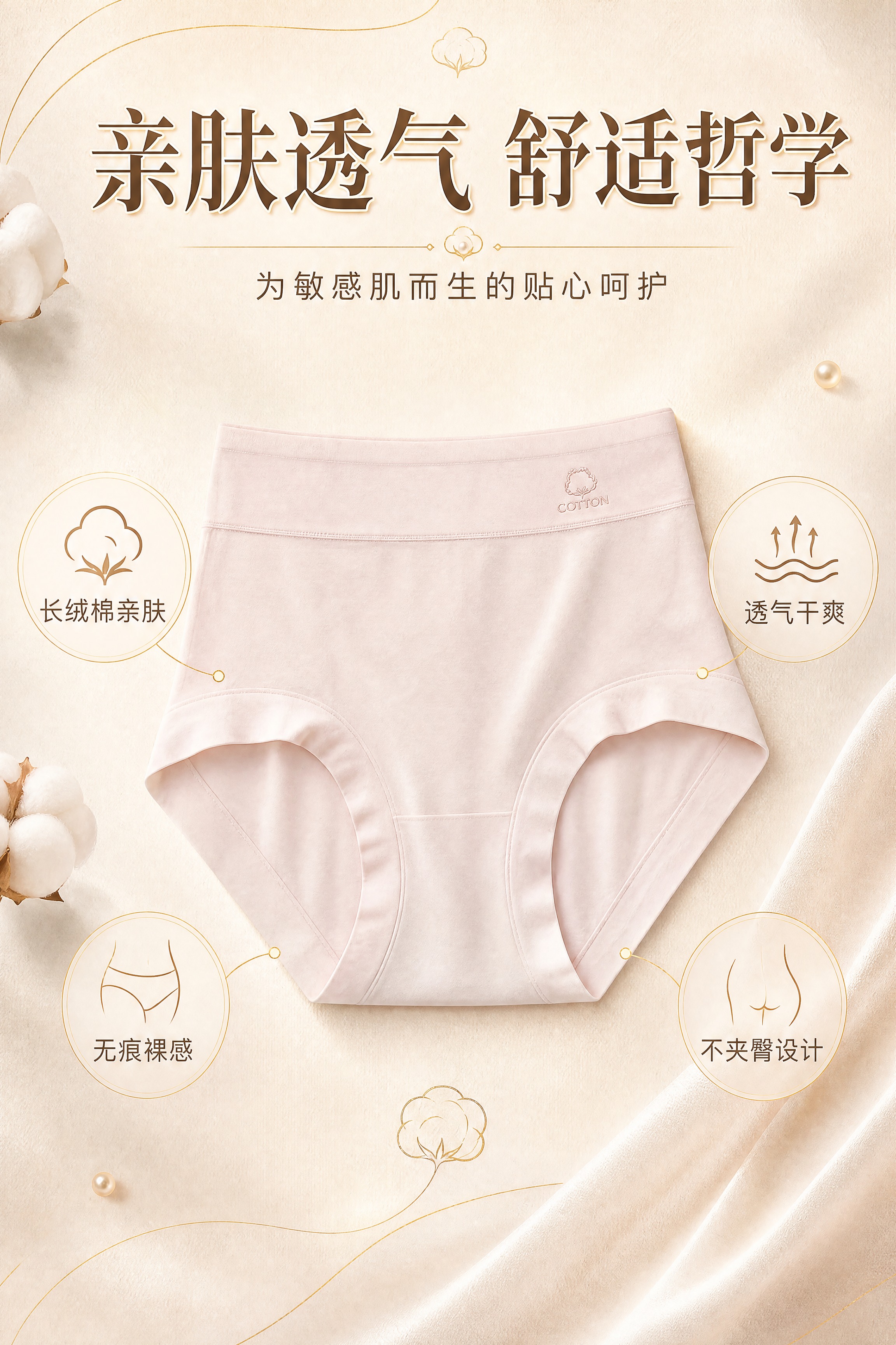 [商品] 使用【图3】浅粉色高腰女士内裤；商品处理：保留高腰版… - 图片创意预览