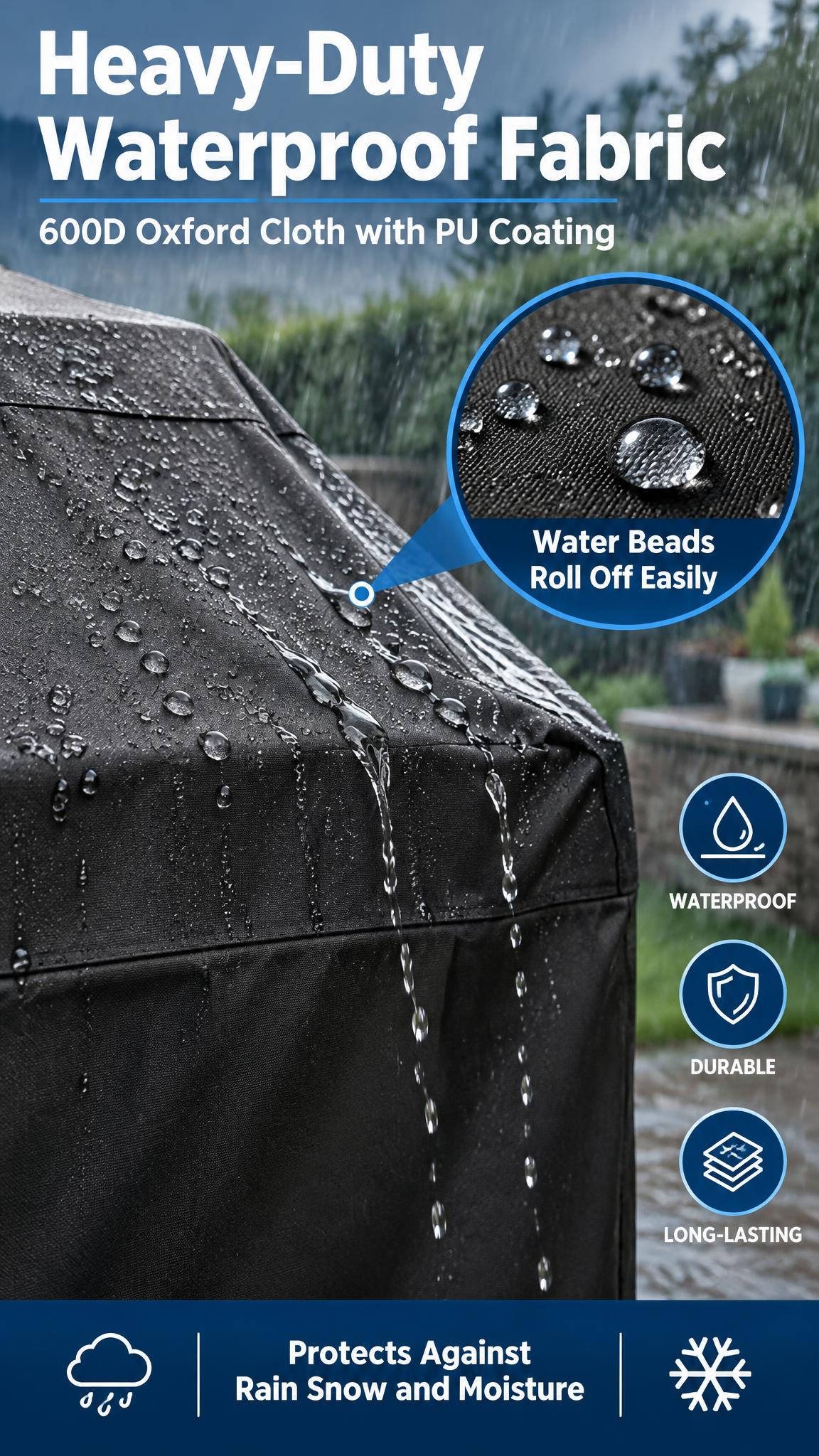 [主图-3] 烧烤罩 Grill Cover 防水性能特写展示… - 图片创意预览