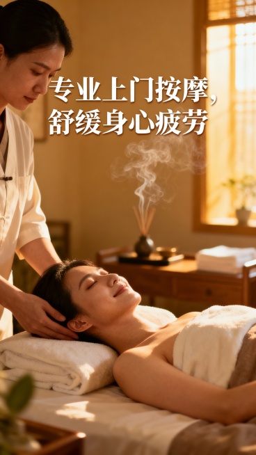帮忙生成50张上门全身按摩图片，图片可以加入一些文字预览效果