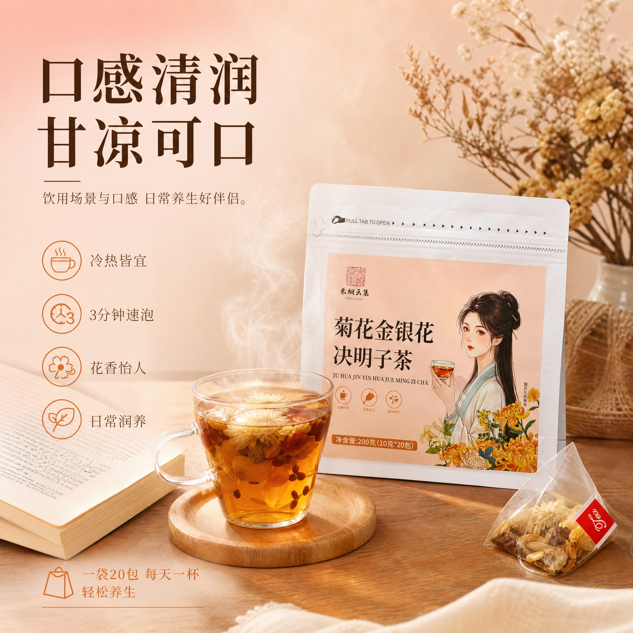 [主图-6] 饮用场景与口感 日常养生好伴侣。 [统一基调]… - 图片创意预览