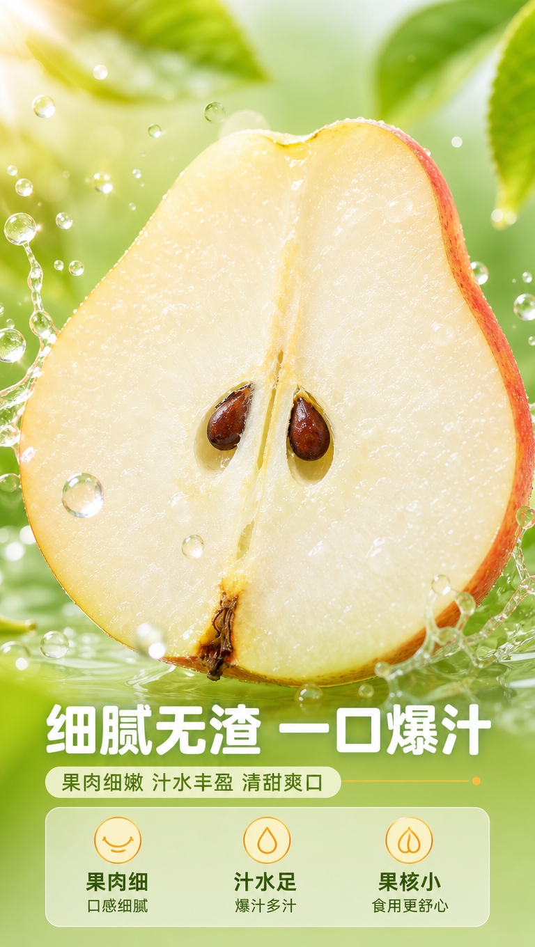 [商品] 使用【图1】切面红啤梨部分，保留奶白色果肉、褐色果核… - 图片创意预览