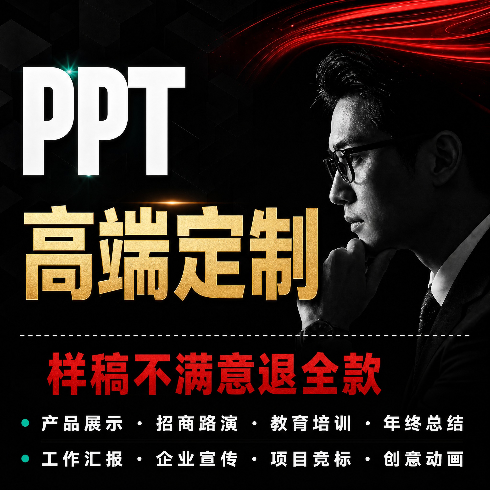基于这张海报进行修改：1. 去掉顶部右侧青绿色方块内的"高端定… - 图片创意预览