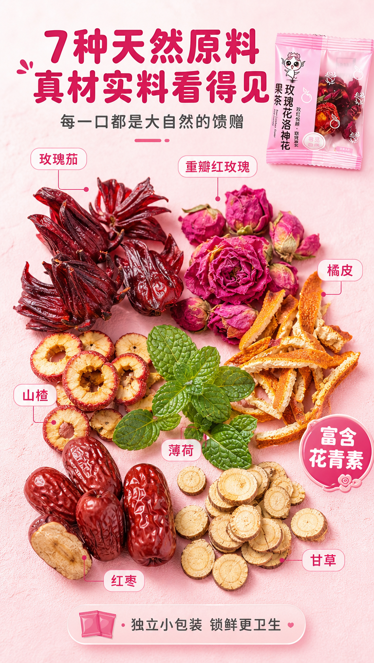 [商品] 使用【图1】玫瑰花洛神花独立小包装果茶作为成分页的产… - 图片创意预览
