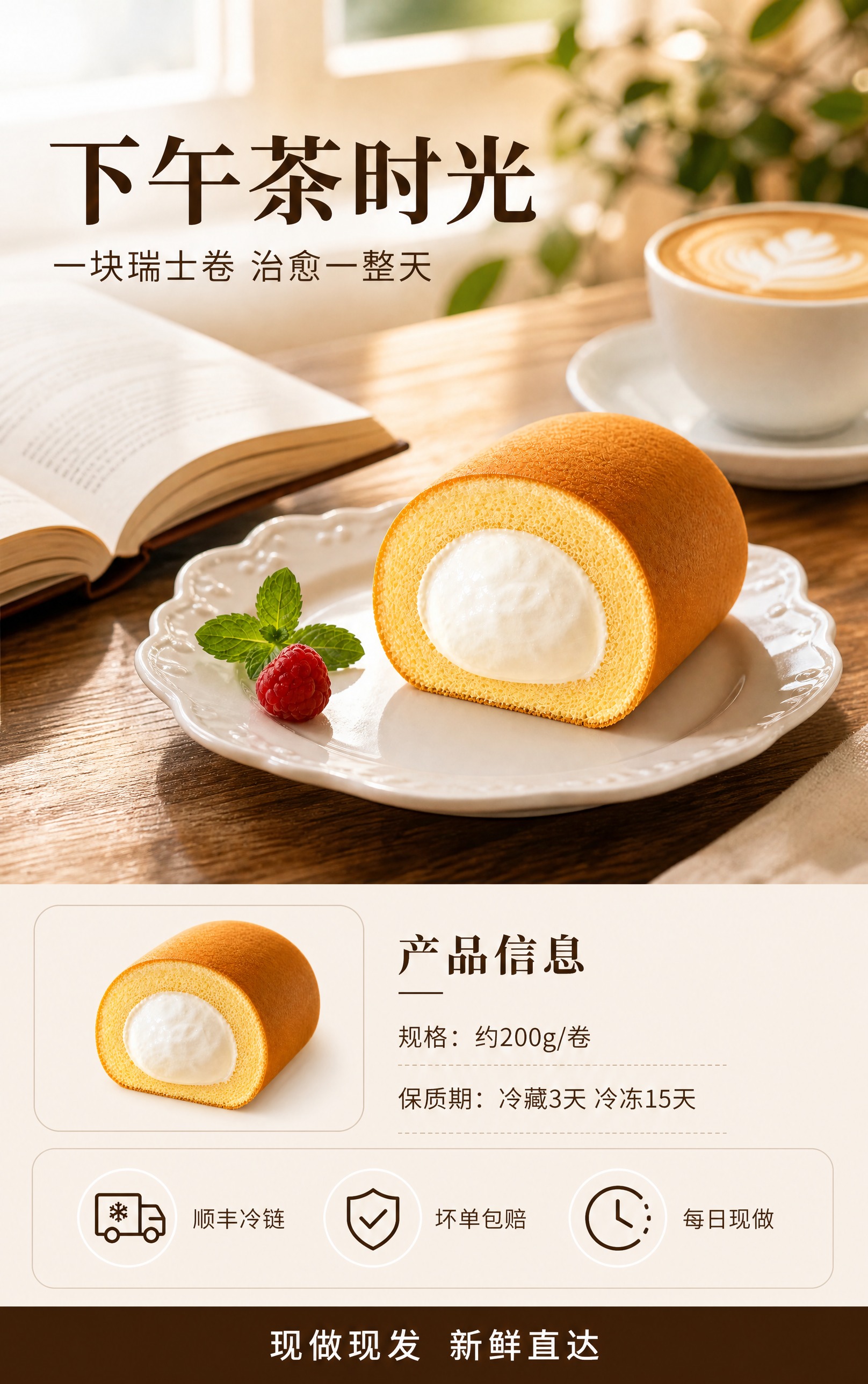 [商品] 使用【图1】切半法式香缇瑞士卷；保留金黄色蛋糕外皮、… - 图片创意预览
