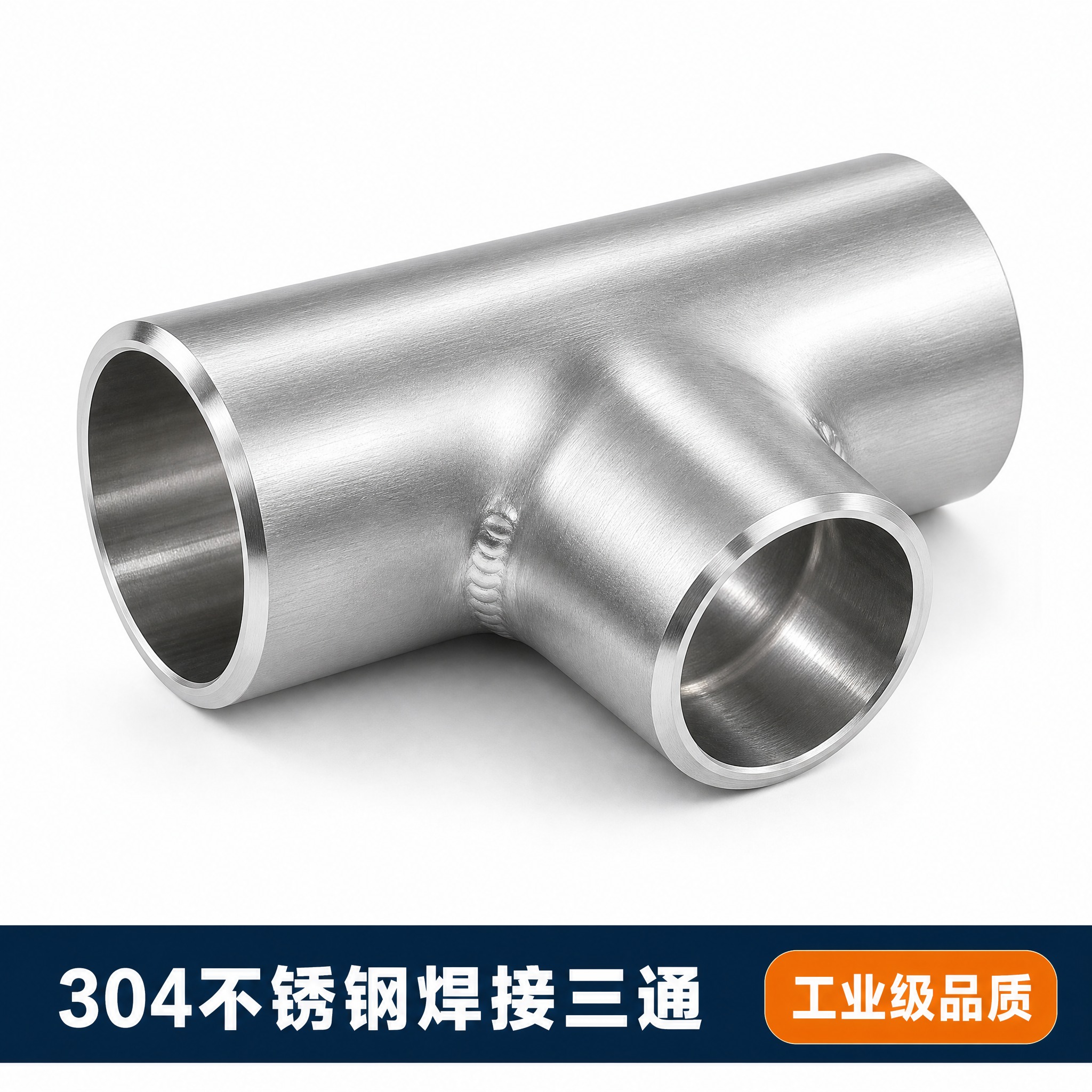 [主图-1] 白底首图，展示304不锈钢焊接三通管件整体外观，… - 图片创意预览