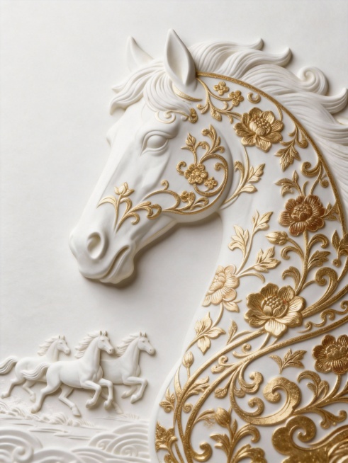 红色部分改成白色，金色部分不变，超高清8K预览效果