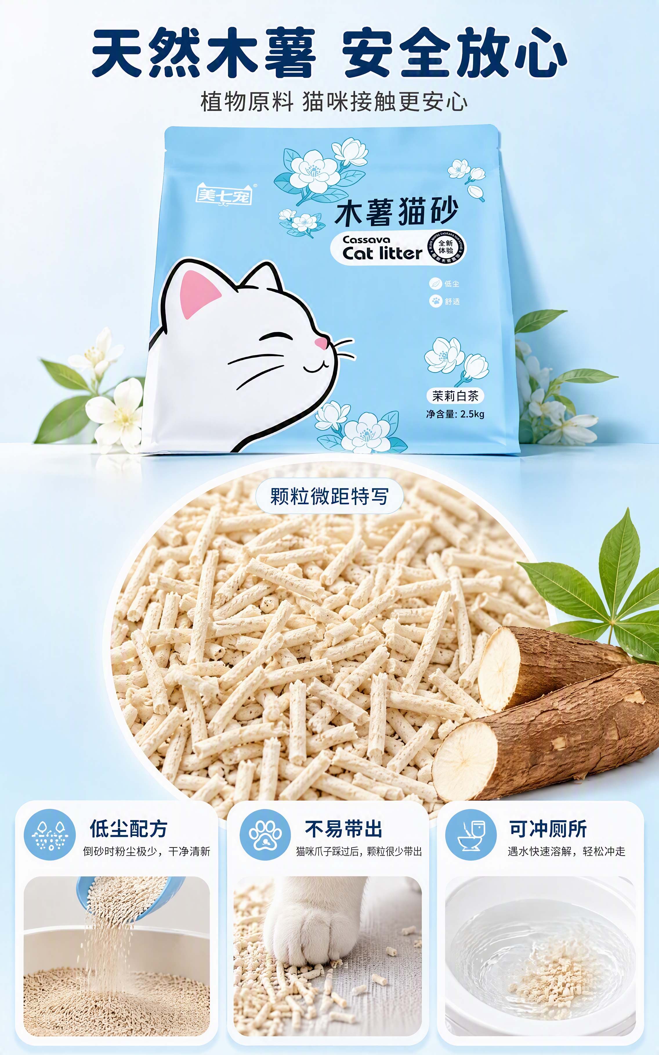 [商品] 使用【图1】美七宠木薯猫砂包装袋；保留所有包装外观、… - 图片创意预览