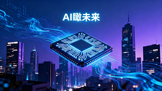 生成一个公众号推文的动图，内容是用AI瞰未来