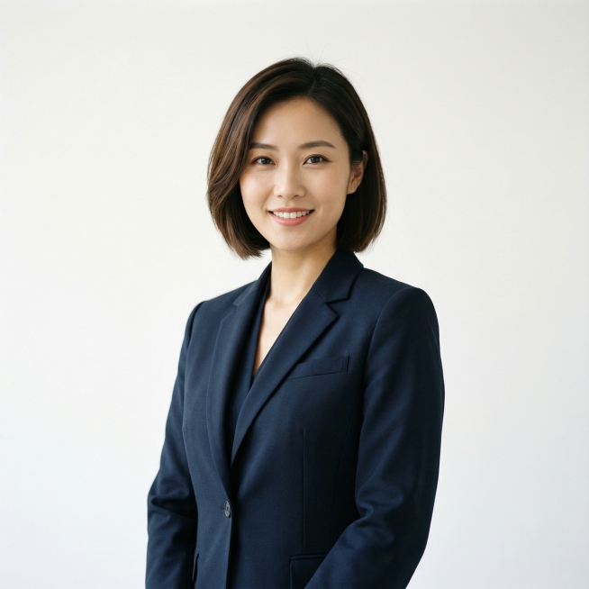 专业职业形象写真照片，中国女性，25-30岁，商务西装女性半身照，正视前方，姿势放松，8k，超写实摄影，空白背景，生成4张预览效果