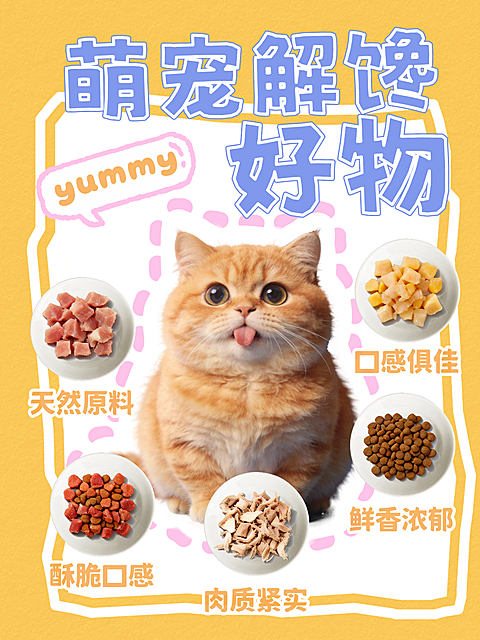 萌宠解馋零食宠物食品好物分享卡通风小红书封面
