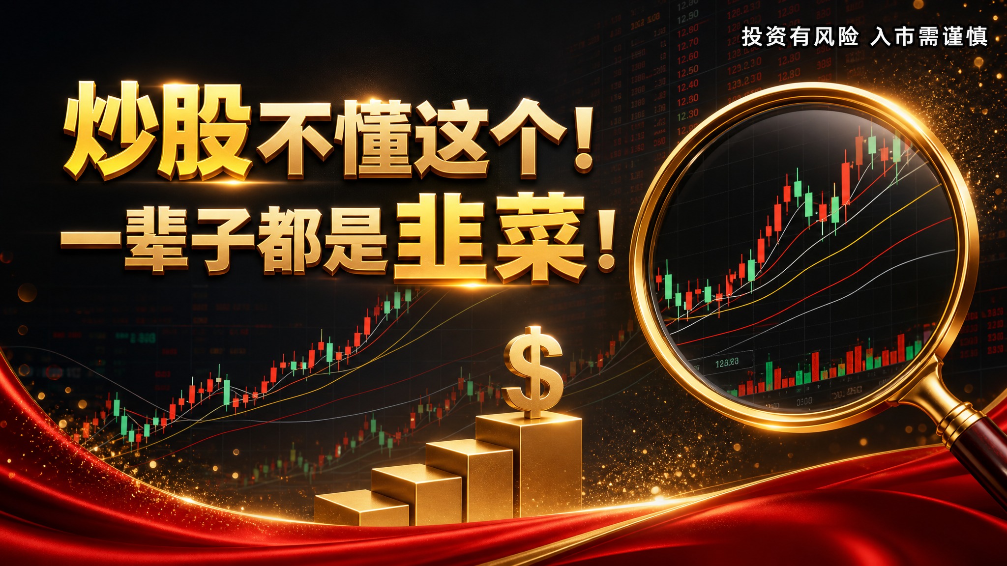 金融股票公众号封面图，16:9横版，参考图风格：黑金红配色，高… - 图片创意预览
