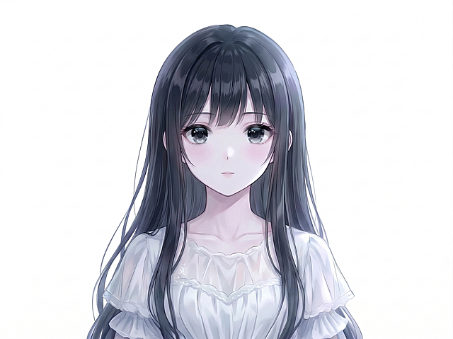 按照参考图的色调，将人物头发、皮肤、衣服调整为冷色调，营造清冷感，保留人物原有特征、清透黑眼睛和纯白色背景