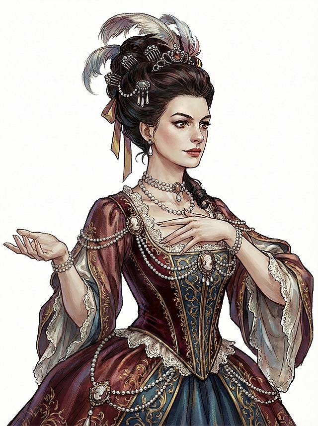 人物的手势提交古代欧洲女贵族