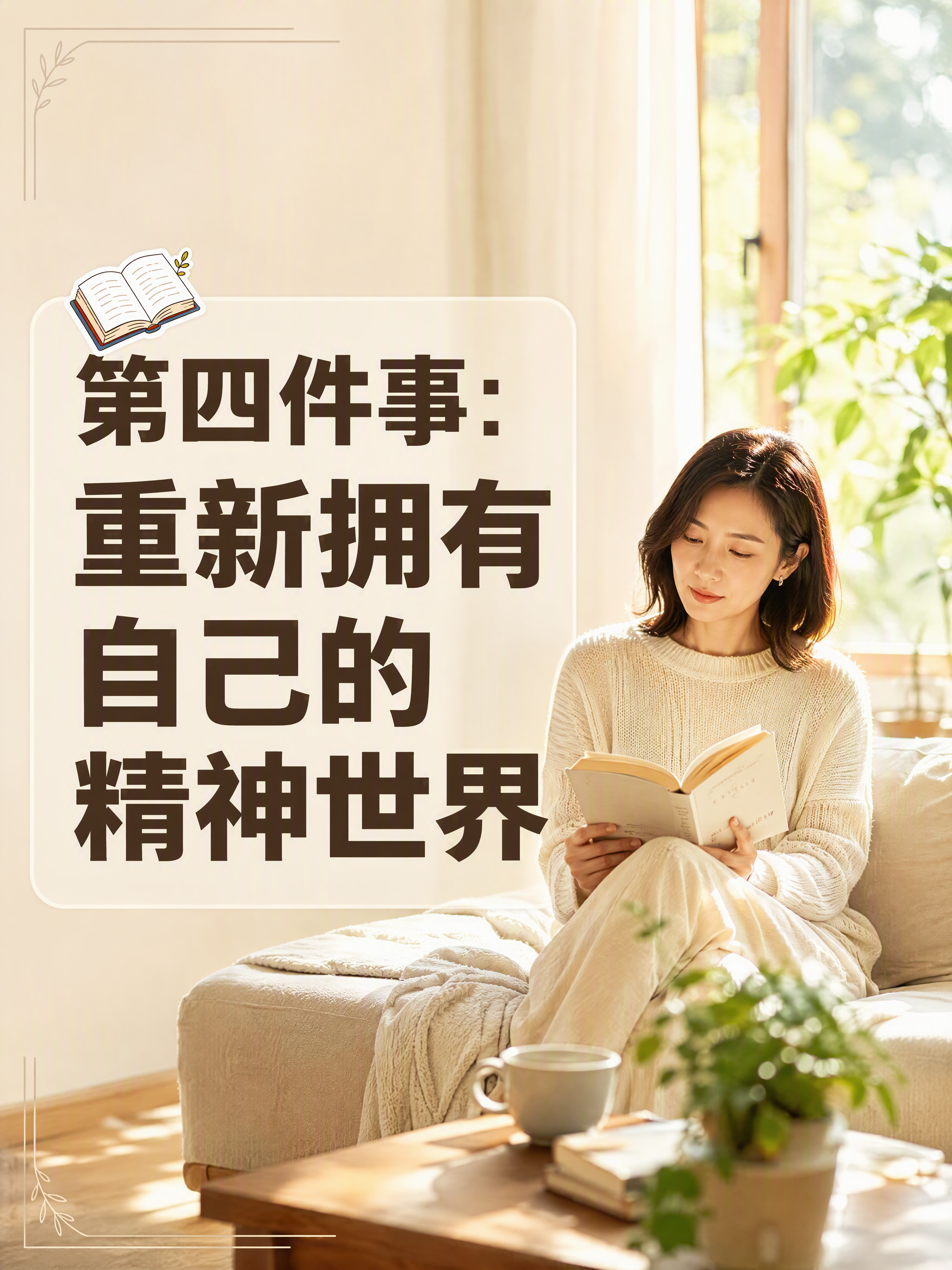 小红书笔记大字封面，配图大字，治愈系生活摄影风，版式精美，小红… - 图片创意预览