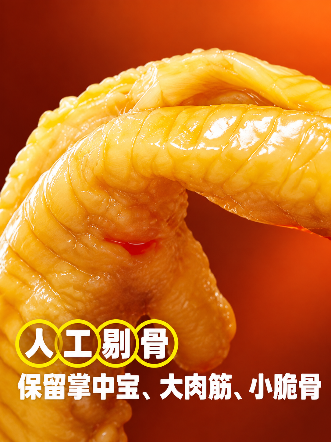 [商品] 使用【图9】人工剔骨鸡爪细节特写图；保留鸡爪弯曲形态… - 图片创意预览