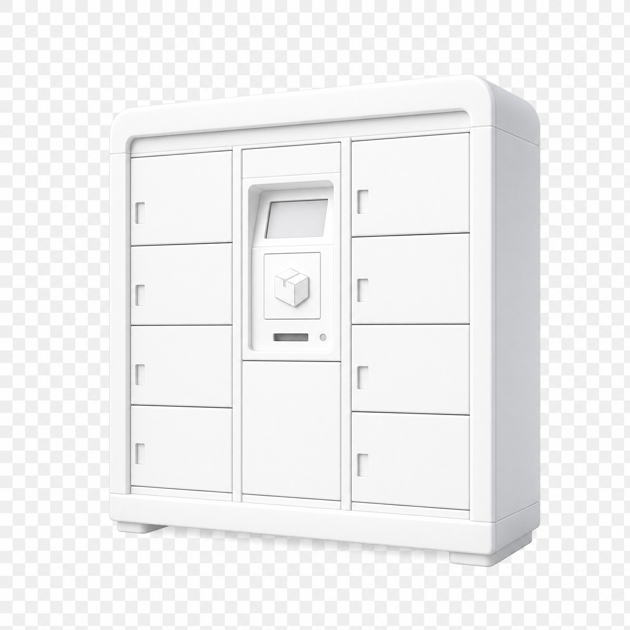 自助取件图标，3D立体效果，纯白色图标，透明背景，简约现代风格… - 图片创意预览