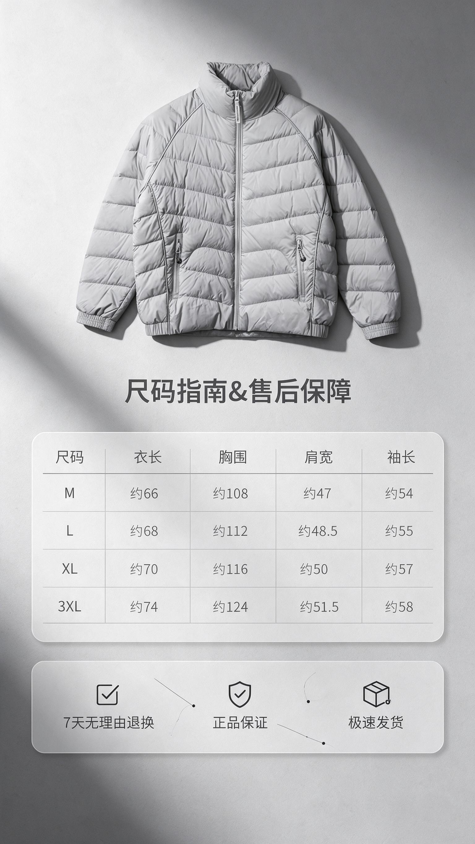 [商品] 使用【图1】浅灰色男士轻薄立领羽绒服；商品处理：保留… - 图片创意预览