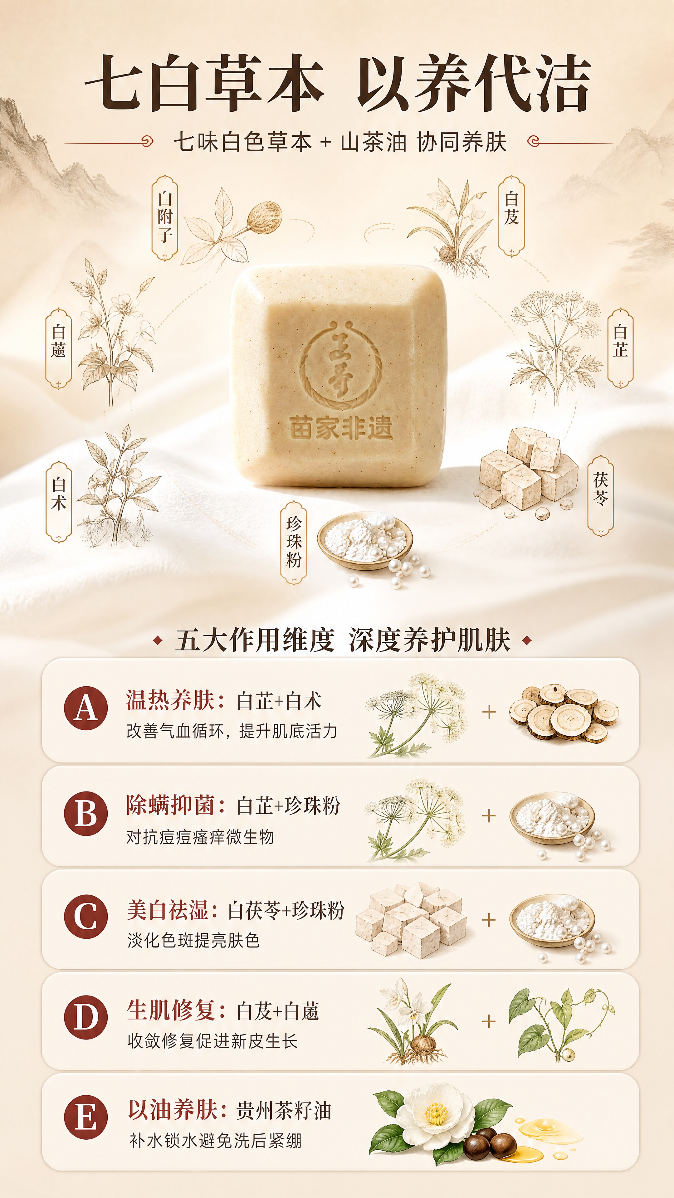 [商品] 使用【图6】正秀七白草本润肤皂皂体图；保留皂体米白色… - 图片创意预览