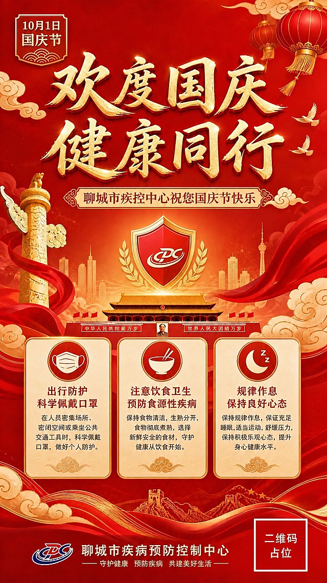将画面中央盾牌中的金色十字去掉，保留盾牌和两侧的橄榄枝，盾牌内部改为纯红色或加入疾控相关的其他简洁符号替代十字。其余画面元素、文字、配色、构图均保持不变。
