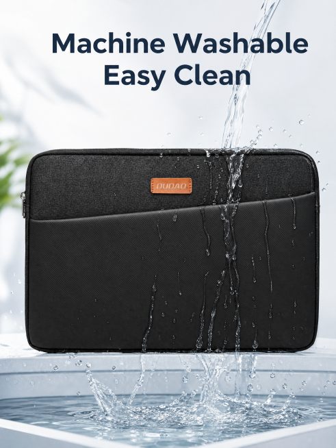 [Main Image 7] Showcase the washable feature of the laptop sleeve. Display the product being rinsed预览效果
