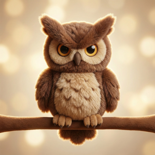 生成具有毛绒质感和浅色暖光背景的1:1比例图片。预览效果