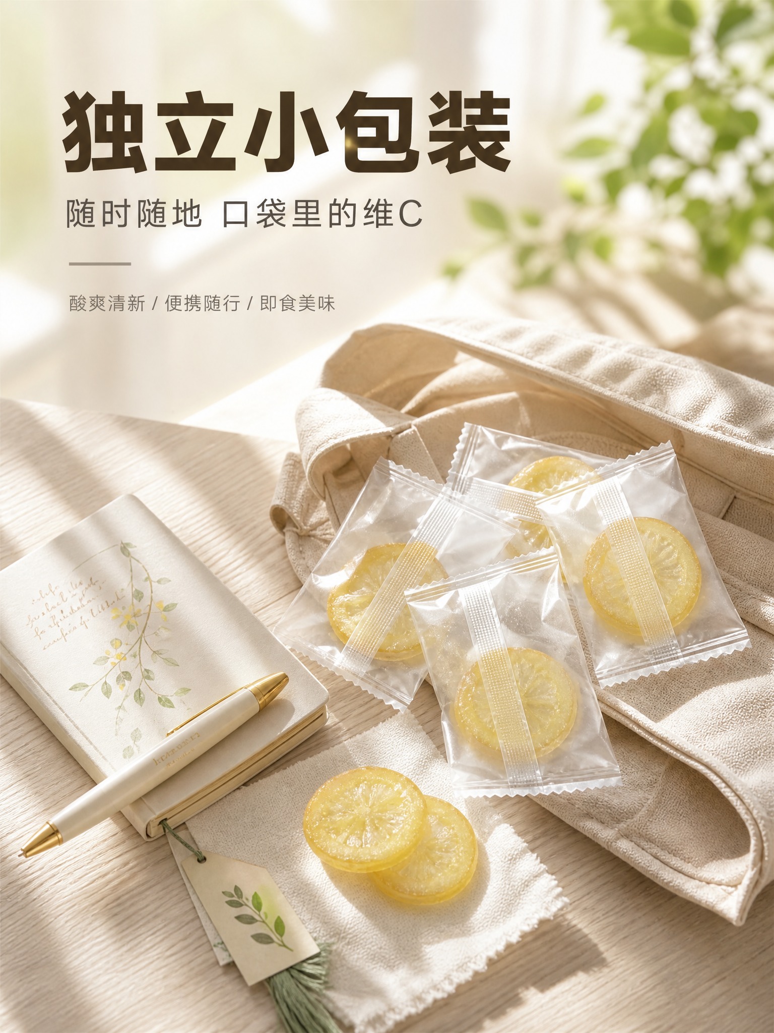电商商品营销海报，9:16竖版，日系生活感。画面主体：几片独立… - 图片创意预览