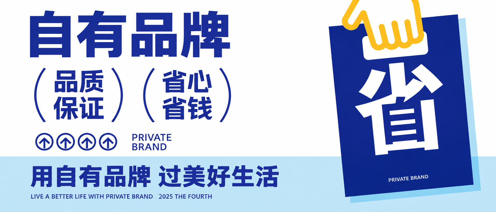 基于参考图进行修改：1. 去掉右侧蓝色购物袋上的"自有品牌节"… - 图片创意预览