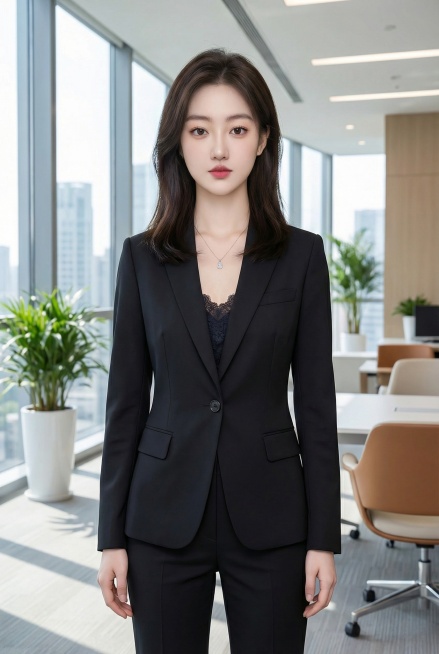 美化人物形象，根据人物面部特征生成职业风格全身照，人物双臂自然下垂预览效果