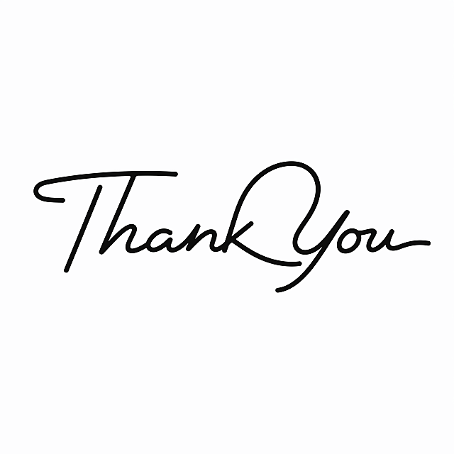 两个字"Thank You"创意手写字体设计，现代简约风格，简约现代且富有设计感，线条流畅、舒展，笔画转角圆角处理，将字体进行抽象变形，相邻字的笔划连笔和共用，所有文字单行横向排列，白底黑字。仅包含两个单词："Thank"、"You"，不得增加、遗漏或替换任何一个字。文字整体必须完整呈现在画面内不可被裁切，四周留有安全边距。比例1:1
