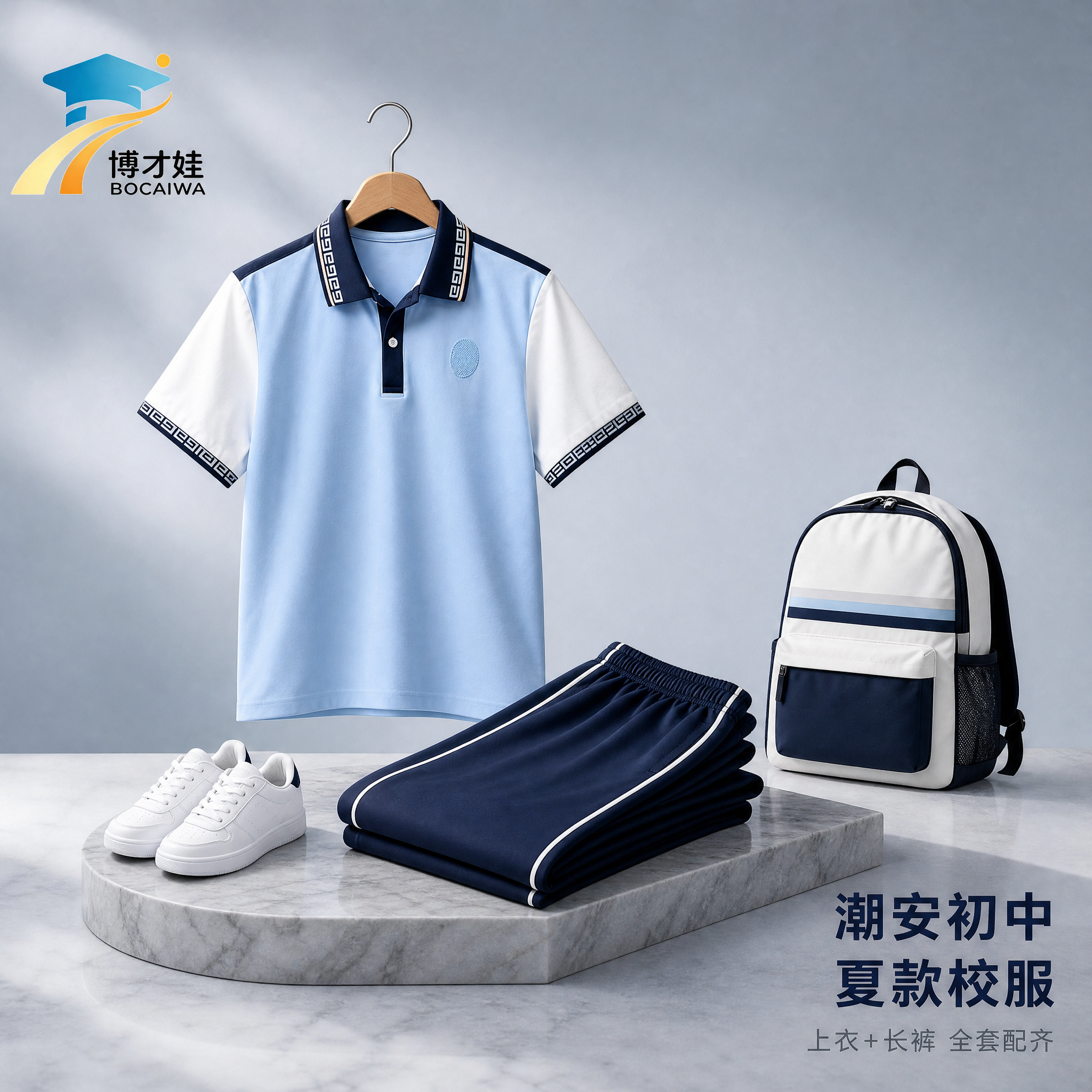 [主图-4] 全套校服高级陈列展示图 [氛围风格] 高级陈列感… - 图片创意预览