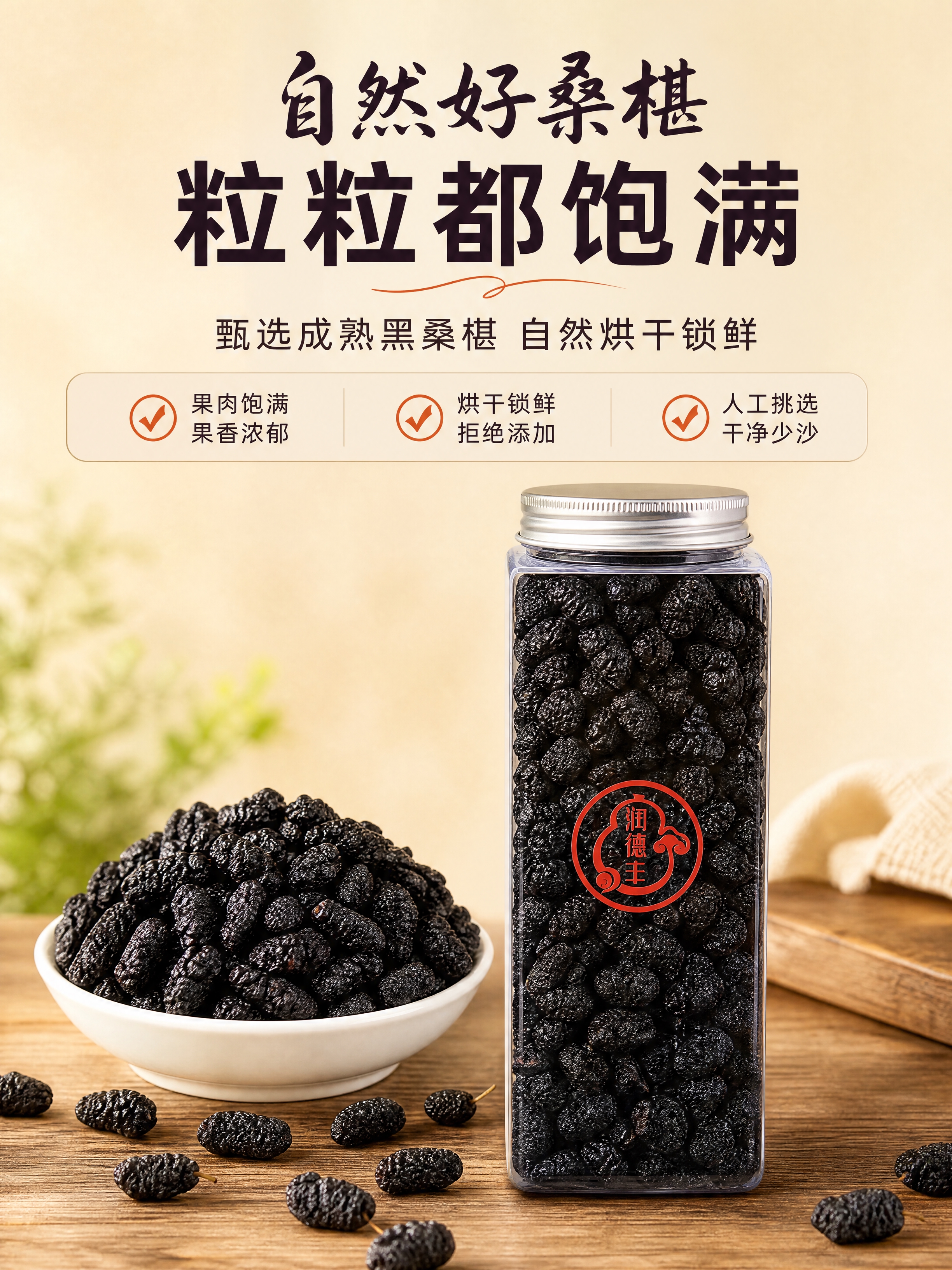 [商品] 使用【图3】透明方罐装桑椹干和【图2】白碗盛满桑椹干… - 图片创意预览