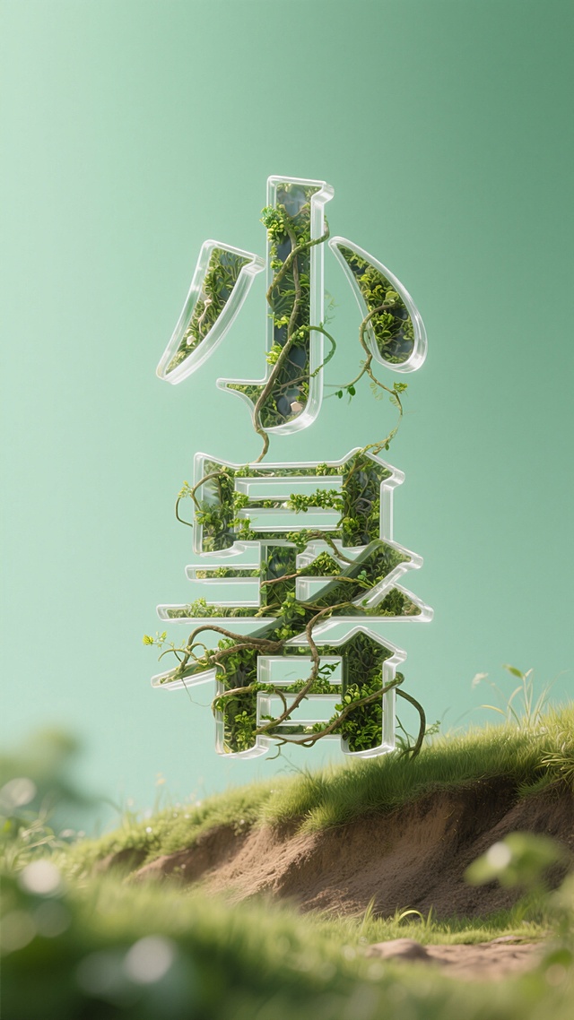 清新3D风设计，虚拟自然元素融入文字，营造生机盎然的视觉效果。