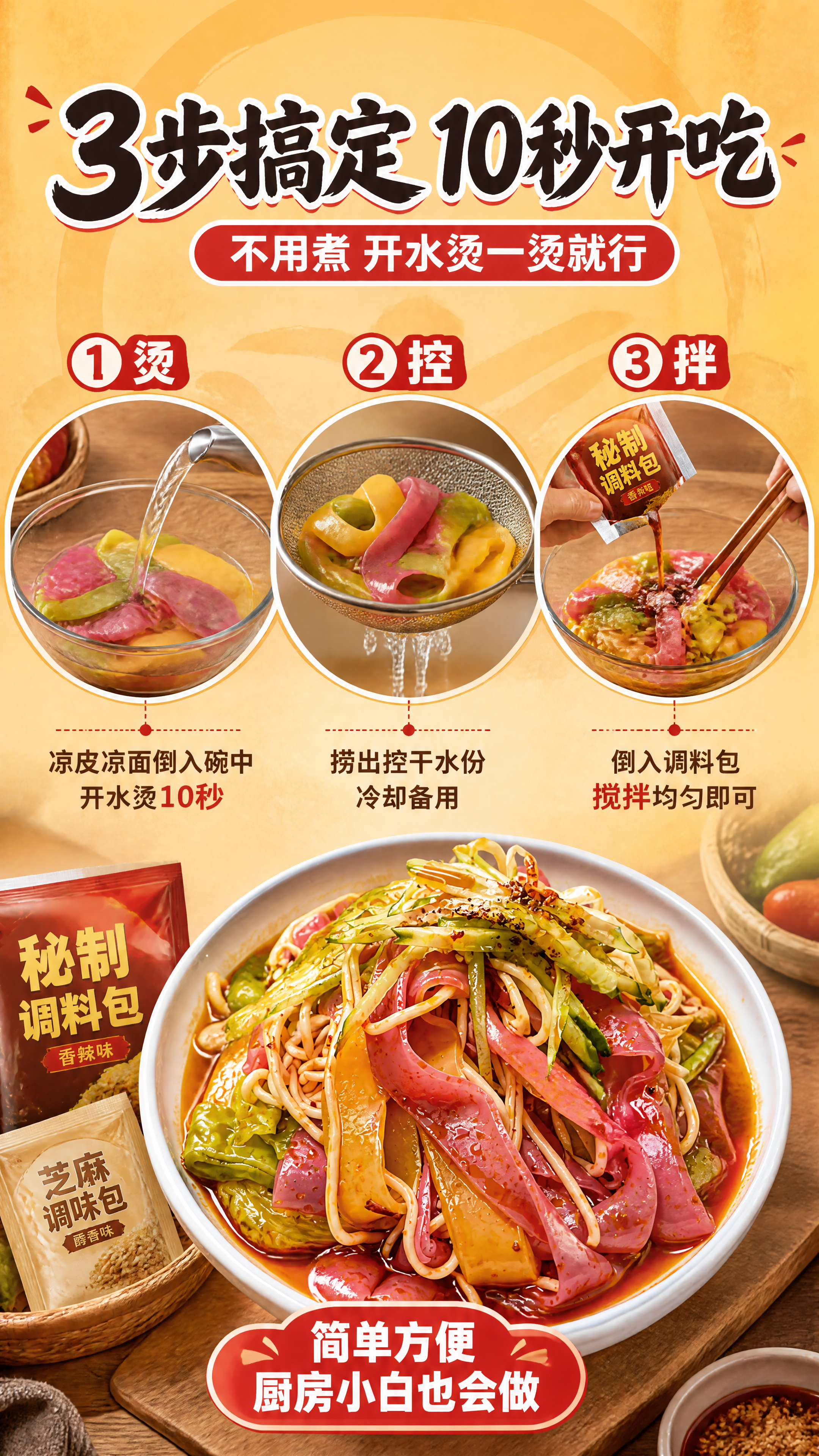 [商品] 使用【图1】三色果蔬凉皮凉面成品碗作为步骤3的展示主… - 图片创意预览