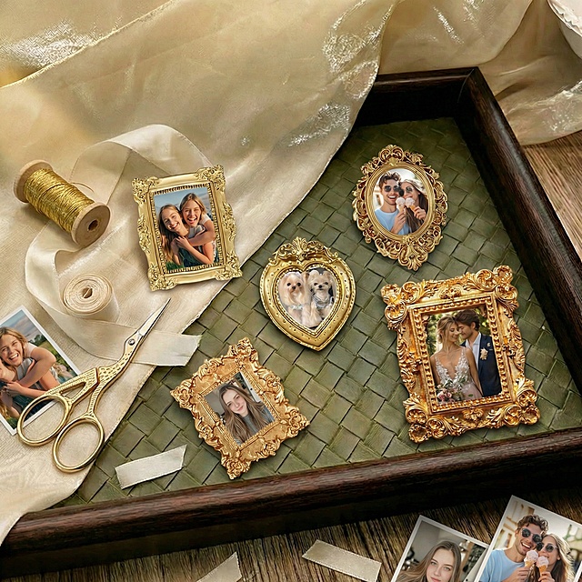 在图片旁边加一些小配件 剪刀 丝带 照片