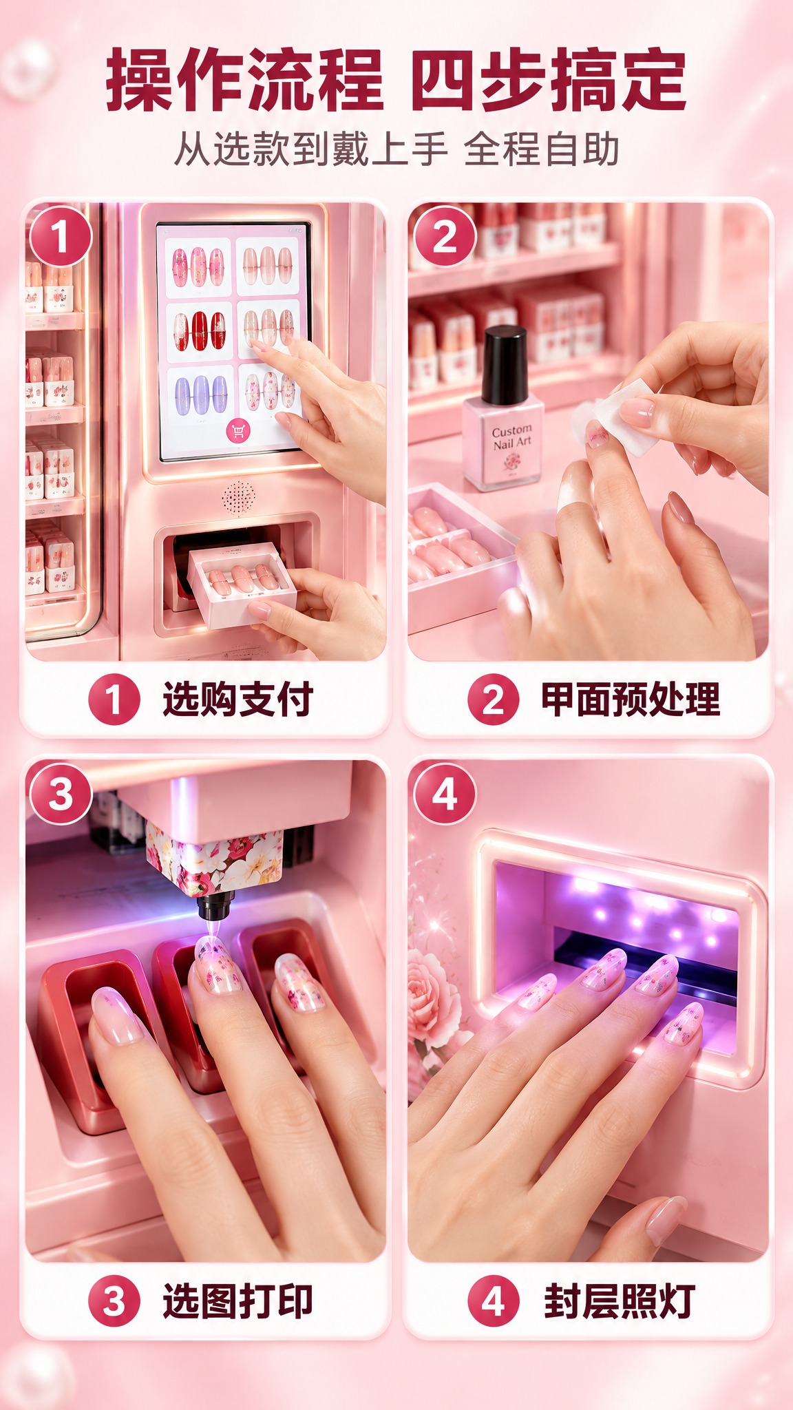 [商品] 参考【图1】全自动美甲机的操作区与粉色耗材、甲片、光… - 图片创意预览