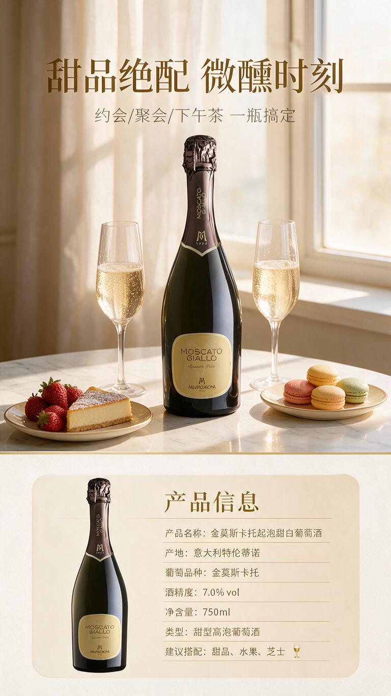 [商品] 使用【图1】美冠酒庄金莫斯卡托起泡甜白葡萄酒；保留瓶… - 图片创意预览