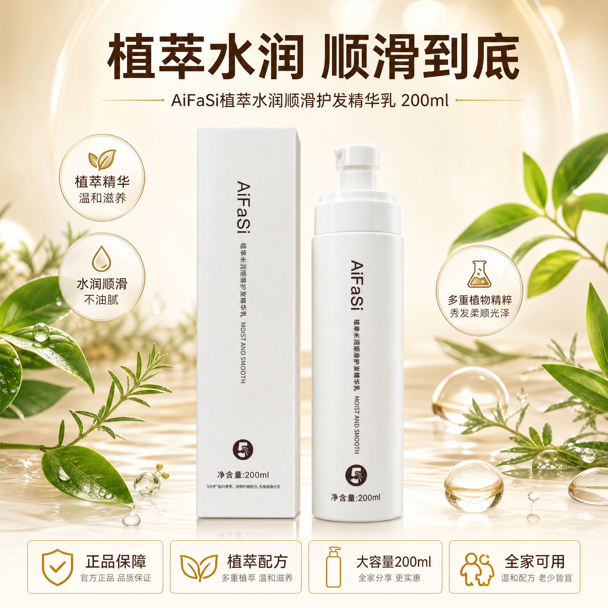 [主图-5] AiFaSi 植萃水润顺滑护发精华乳 产品全家福… - 图片创意预览