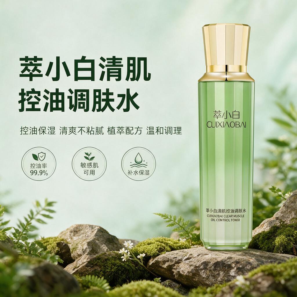 参考第一张图的电商主图场景布景风格：自然森系、苔藓岩石、植物叶… - 图片创意预览