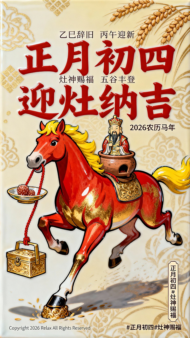 马年初四瓷板画