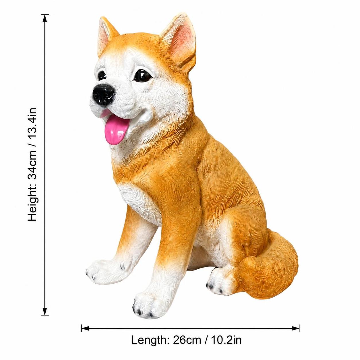 在这张柴犬摆件白底图上添加专业的尺寸标注线和尺寸数值。保持柴犬… - 图片创意预览