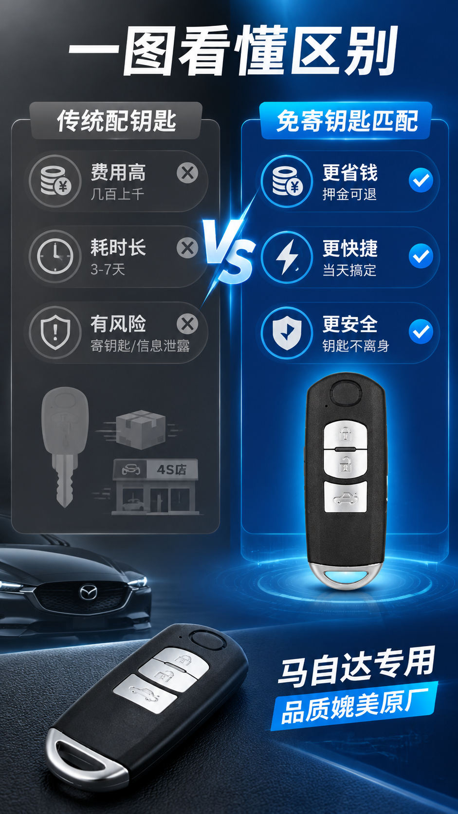 [商品] 使用【图1】马自达智能遥控钥匙3键款（仅右侧方案使用… - 图片创意预览